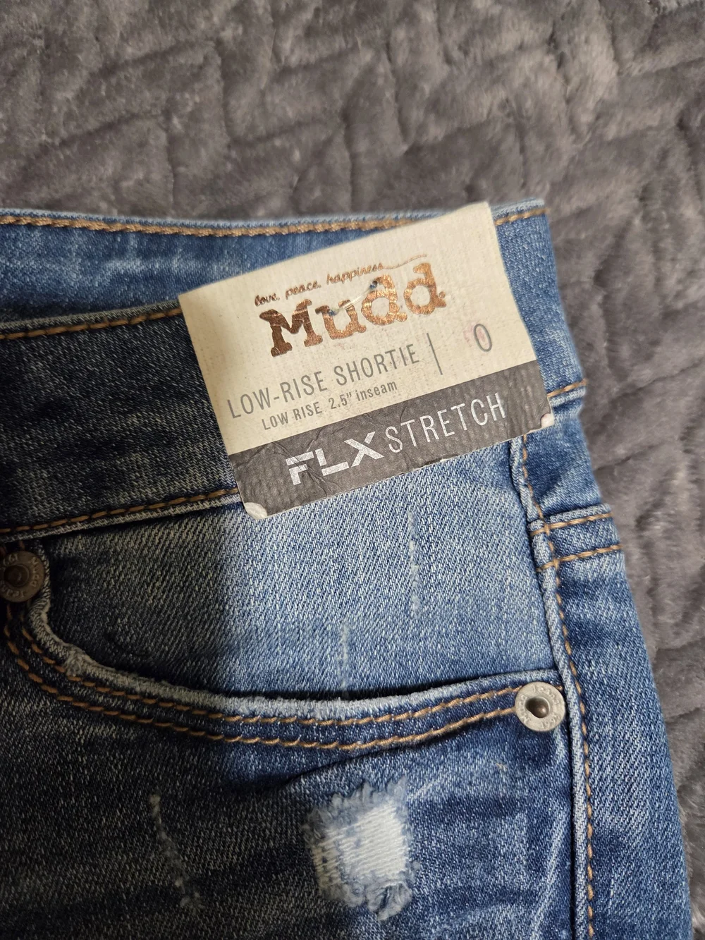 Mudd Medium Blue Distressed Cuffed Denim Shorts